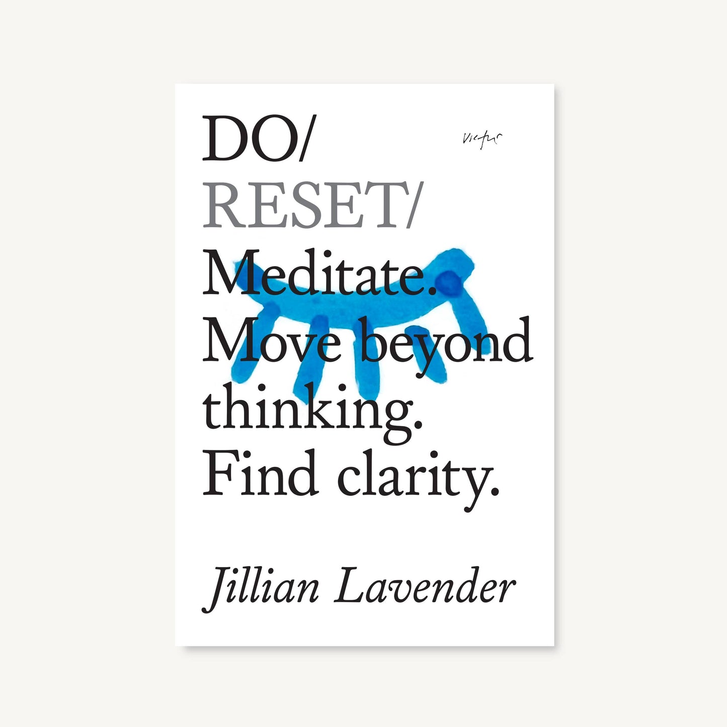 Motivational poster with text and blue abstract figure on a white background