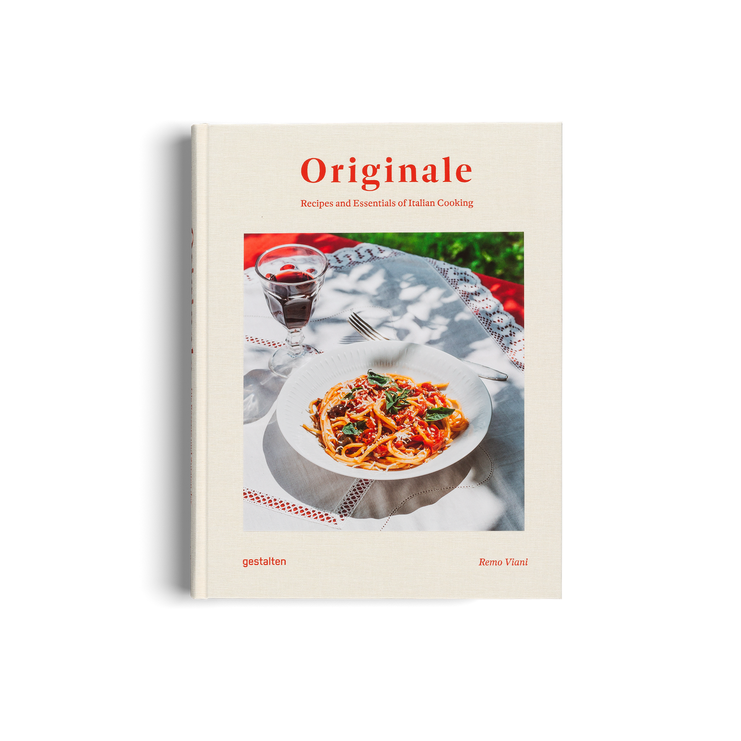 Cookbook titled 'Originale' with a photo of spaghetti on the cover