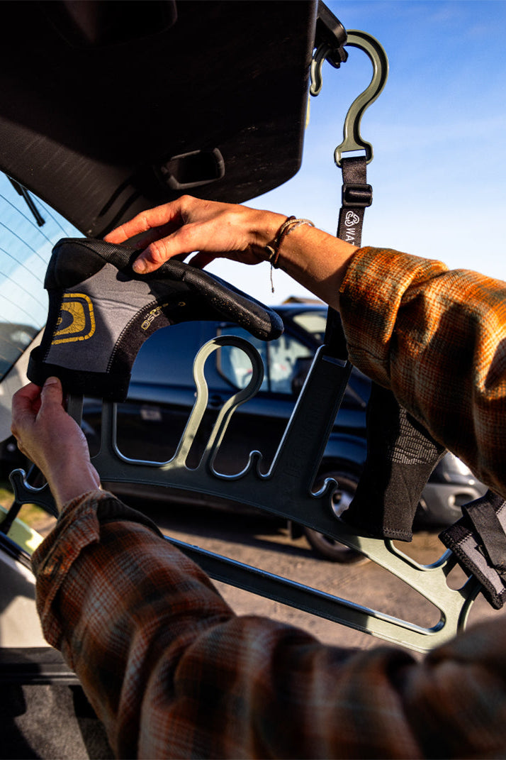 C-Monsta x Waterhaul wetsuit hanger from Eco-Friendly-Online-Shop, crafted from recycled marine plastics for sustainable surf and watersports gear storage.