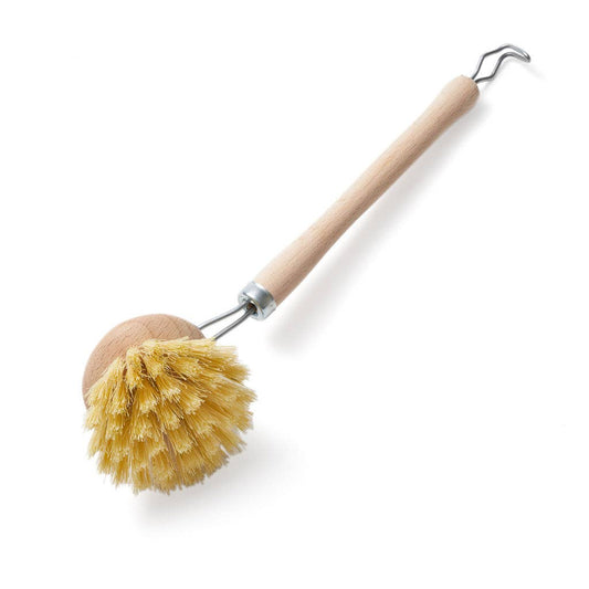Wooden dish brush with replacement head from Eco-Friendly-Online-Shop, featuring natural bristles for a plastic-free, sustainable dishwashing routine.