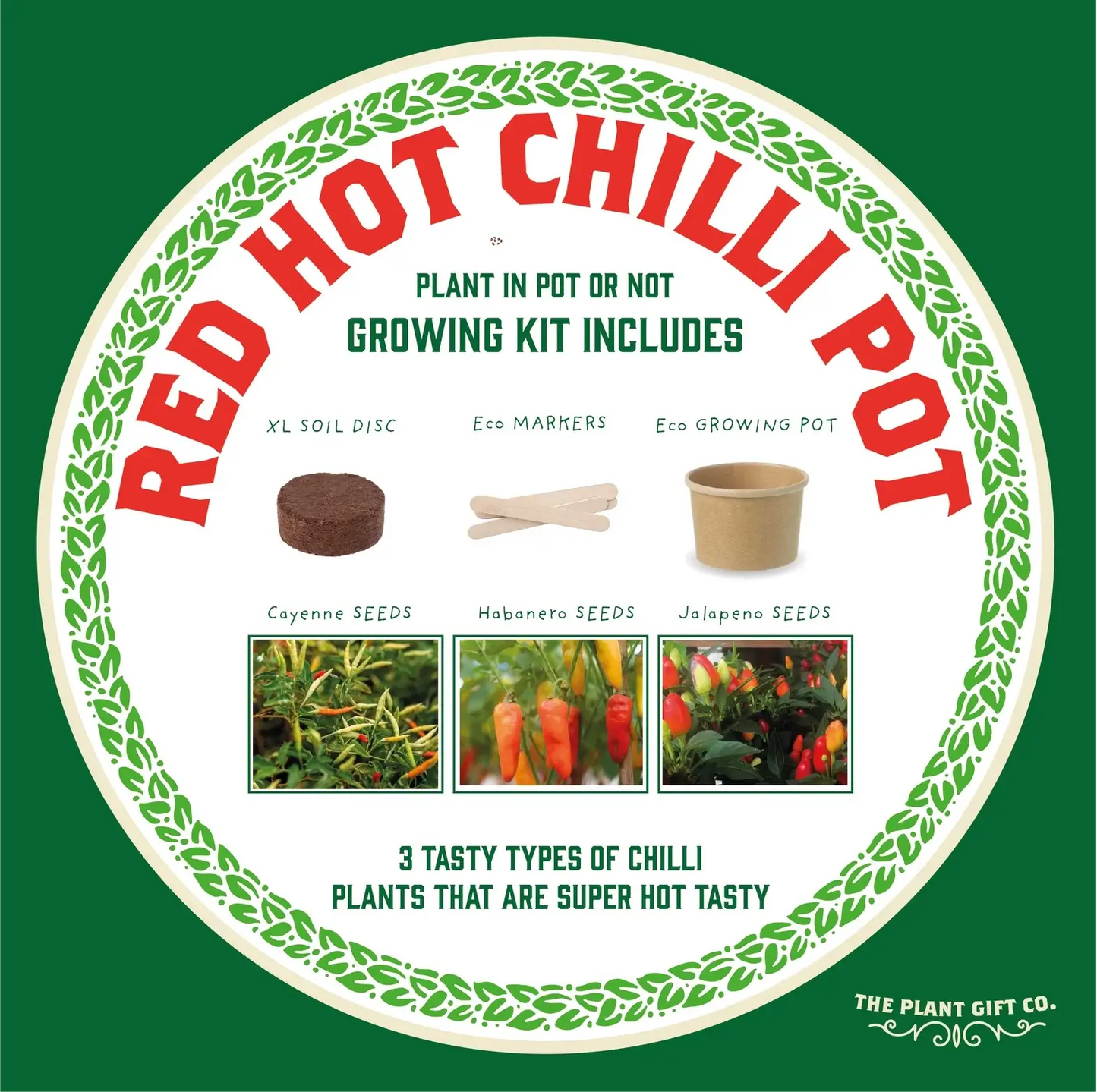 Red Hot Chilli Pot Grow Your Own Plant Kit, a spicy gardening gift for cultivating fresh chillies at home.