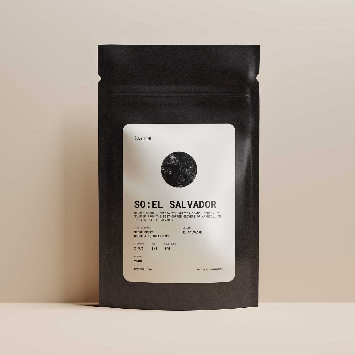 SO: El Salvador (250g) coffee bag showcasing single origin arabica beans from Apaneca, El Salvador.