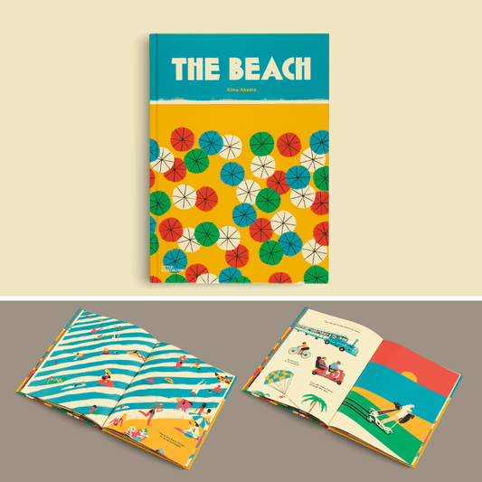 Childrens Picture Book - The Beach by Ximo Abadía showcasing vibrant illustrations and open pages.