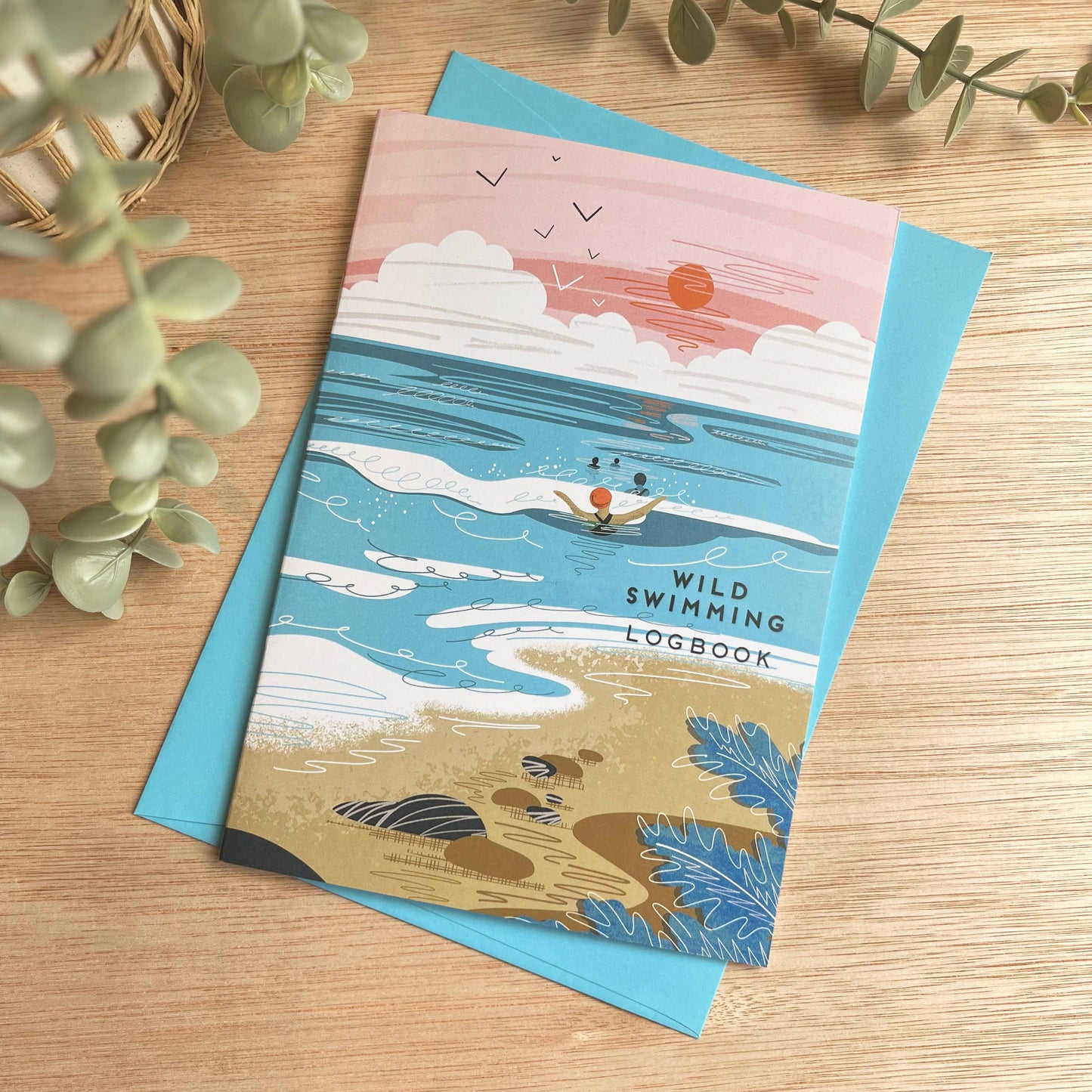 Wild Swimming Logbook: Into The Sea sea swimming notebook from Eco-Friendly-Online-Shop, designed for documenting open-water adventures in a sustainable format.