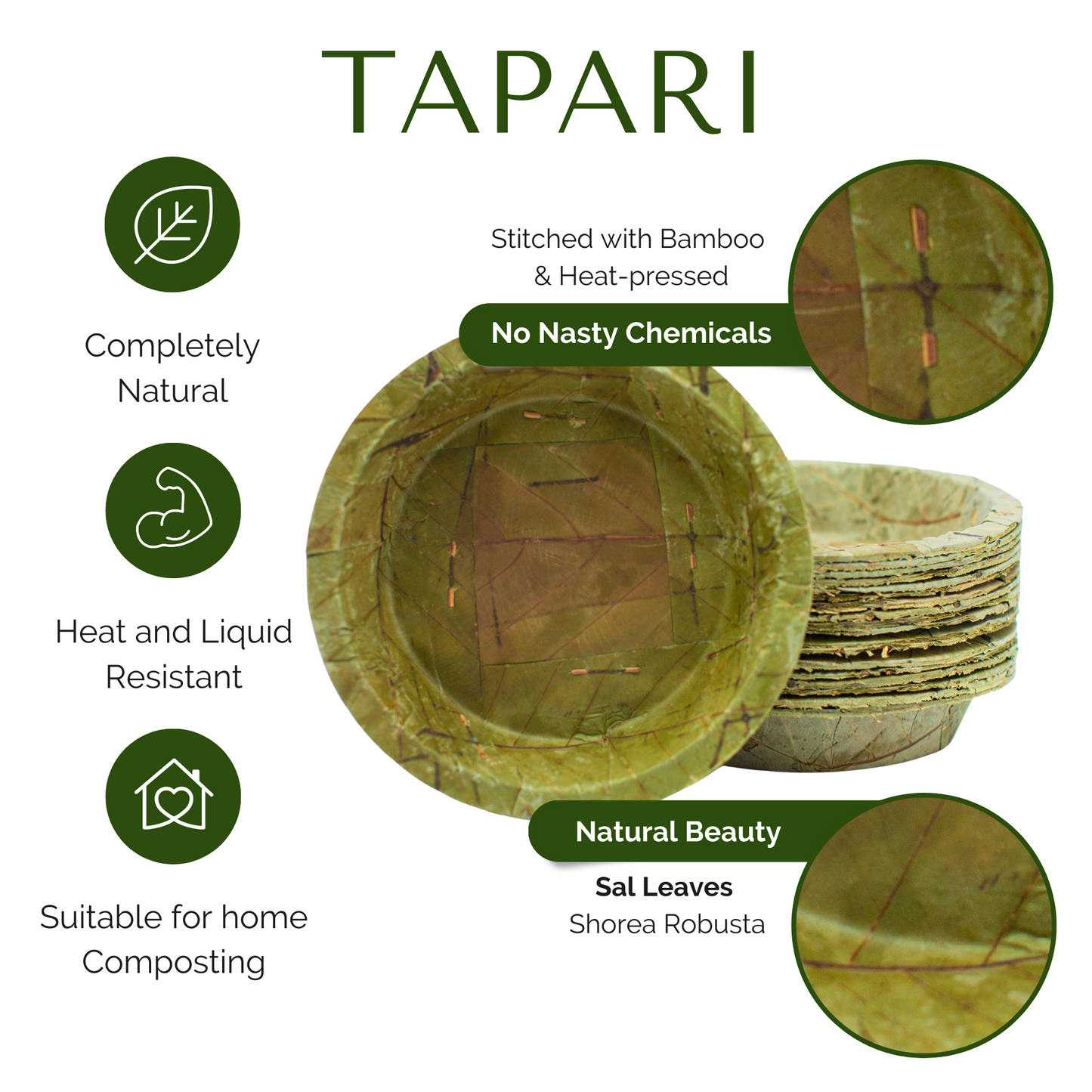 Large Sal Leaf Bowls - 19cm / 7.5 inch diameter