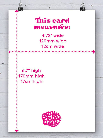 Size guide showing the card measures 120mm wide by 170mm high