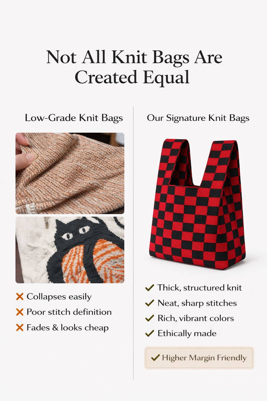 Bold Checker – Knitted bag