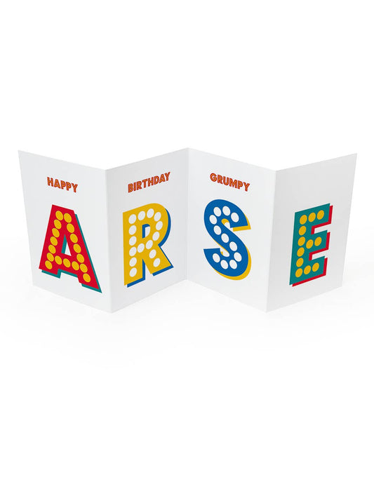 Funny Concertina Card Grumpy Arse Rude Humour Birthday Card Novelty Gift UK