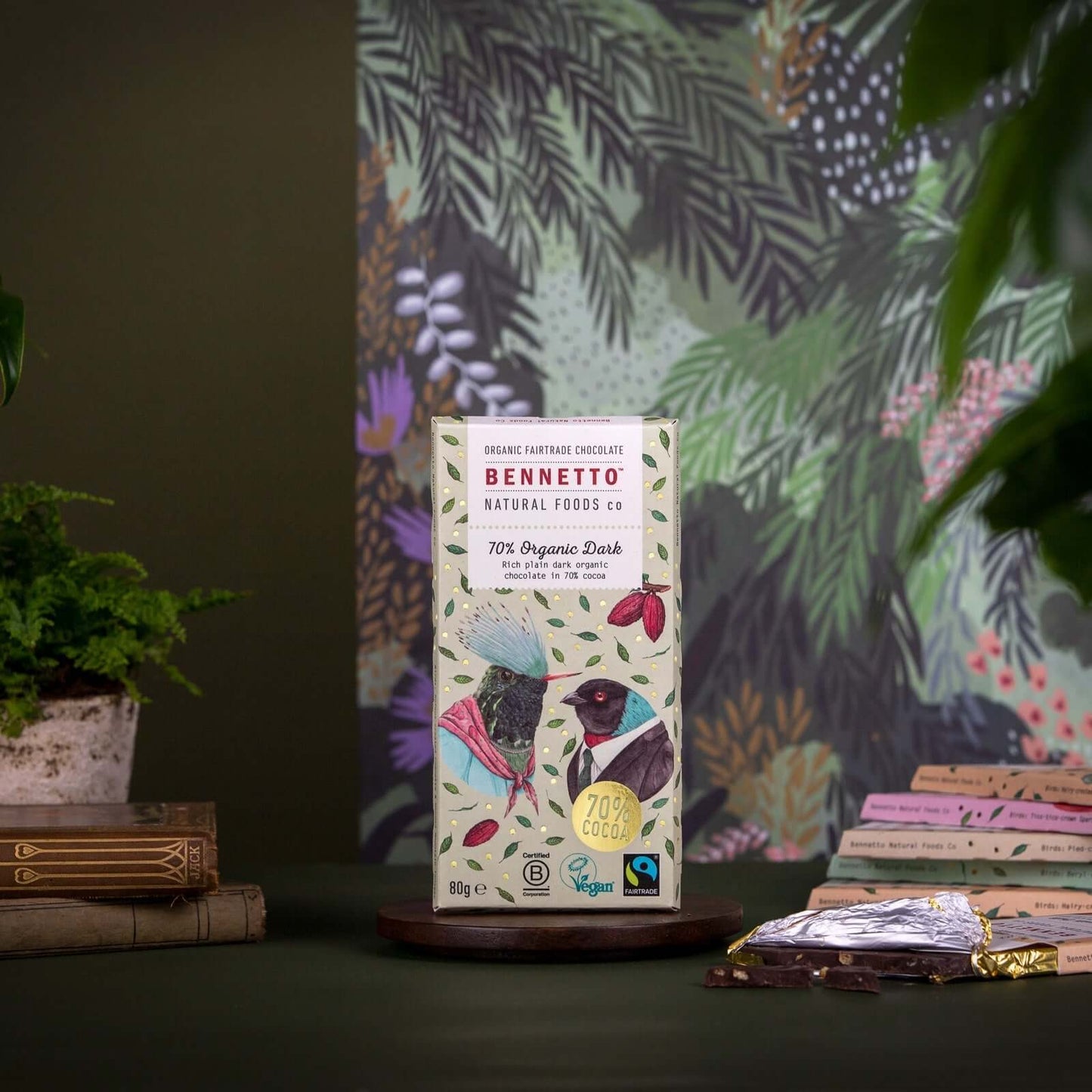 70% Organic Dark chocolate packaging from Bennetto, eco Friendly Online Shop in Brighton and Hove, UK.