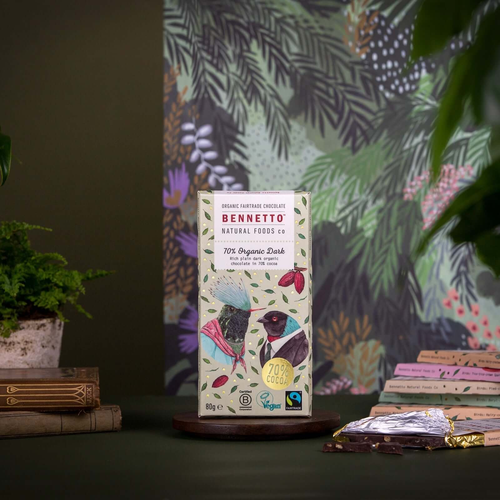 70% Organic Dark chocolate packaging from Bennetto, eco Friendly Online Shop in Brighton and Hove, UK.