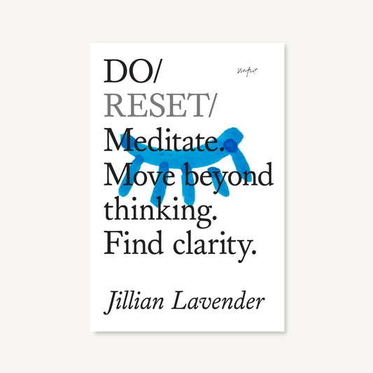 Motivational poster with text and blue abstract figure on a white background