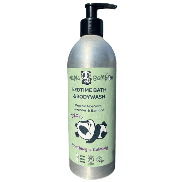 Bottle of Mama Bamboo Bedtime Bath & Bodywash on a white background