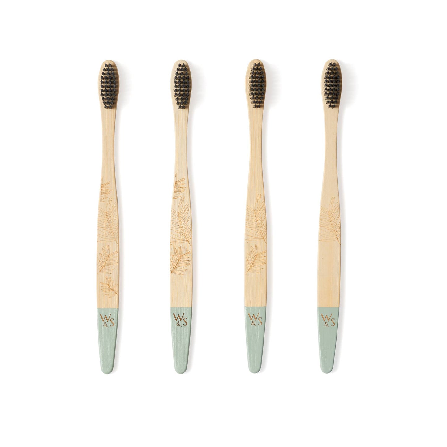 Adult bamboo toothbrush FSC 100% 4-pack with medium bristles from Eco-Friendly-Online-Shop, offering a sustainable, plastic-free option for everyday oral care.