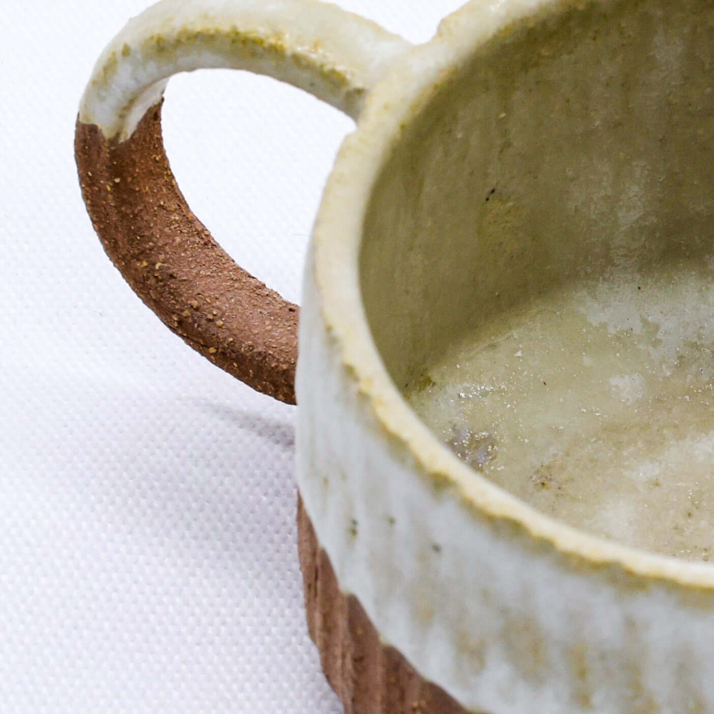 Bianca Arte Handmade Ceramic Terra Stoneware Mug showing inside texture and design, Eco Friendly Online Shop, UK, Brighton and Hove