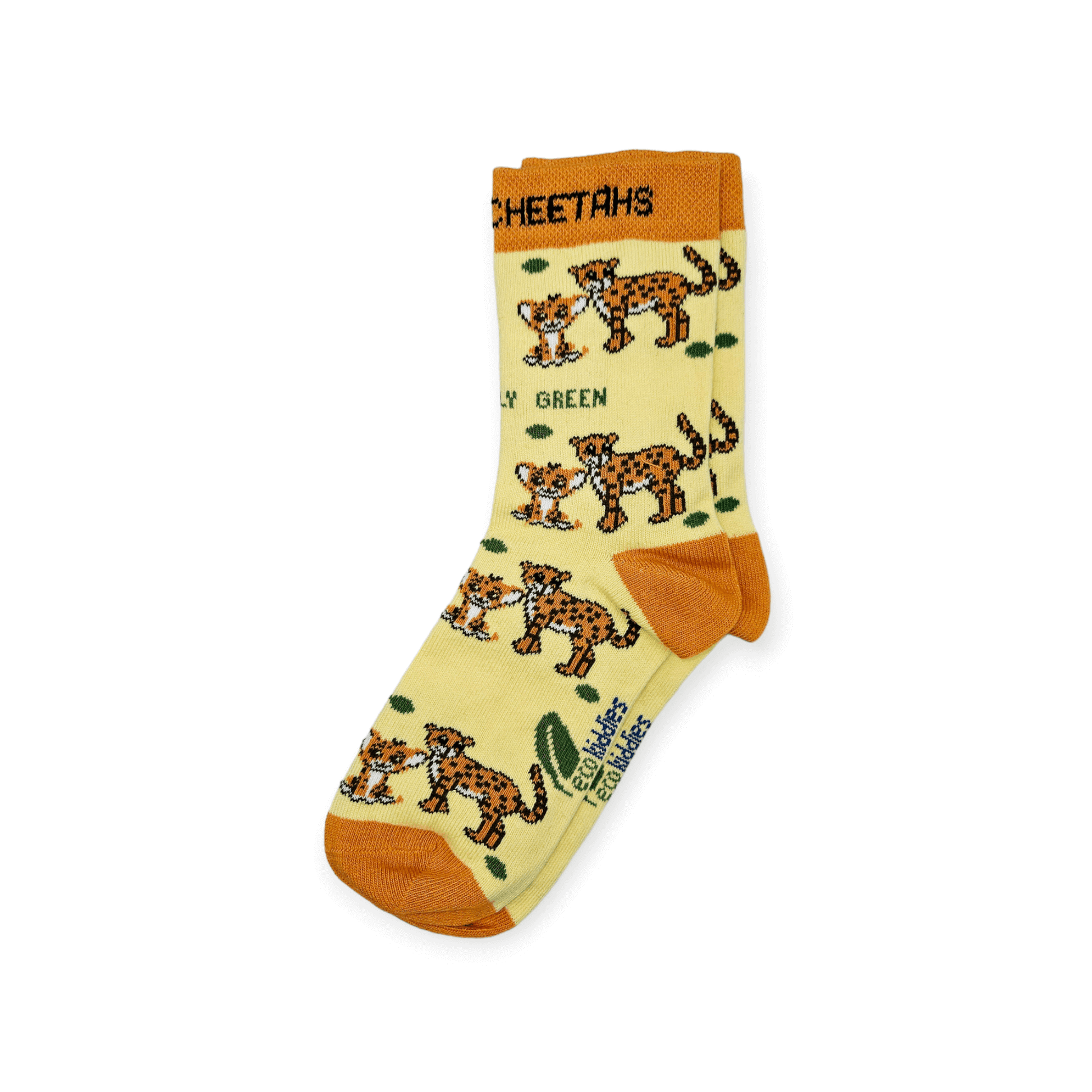 Sock with cheetah pattern on a white background