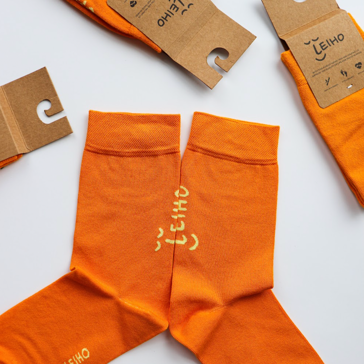 UNISEX Orange 'Leiho' Street Style Bamboo Socks