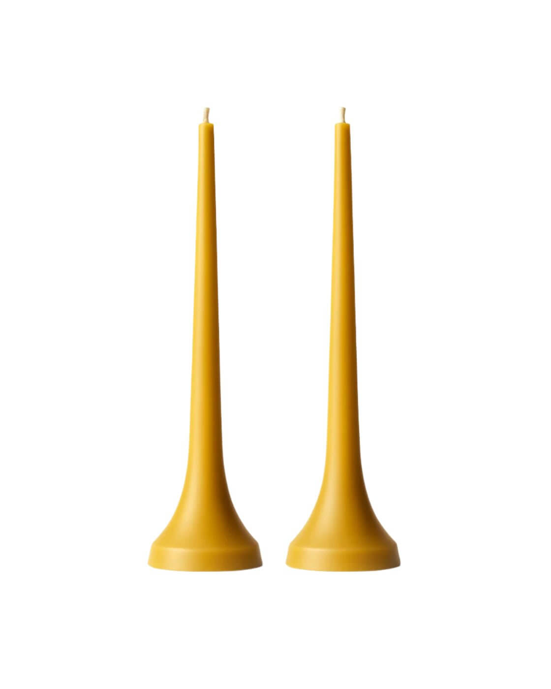Set of 2 yellow Double Dinners pillar candles made of beeswax, size 27x7cm, sustainable packaging, UK made.