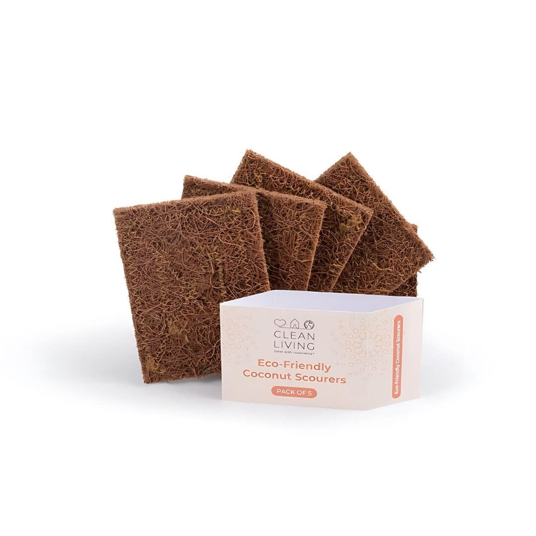 Eco Friendly Coconut Scouring Pads - Pack Of 5 - Natural coconut scourers for eco-friendly cleaning.