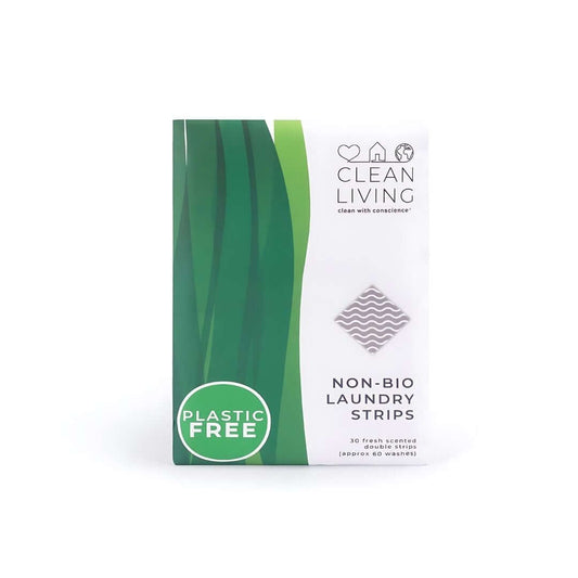 Eco Friendly Laundry Strips (Laundry Detergent Sheets) - Up To 60 Washes Per Pack, Plastic Free Non-Bio Laundry Strips packaging.