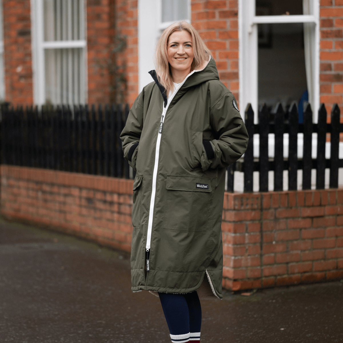 Raincoat & Changing Robe in One - The Classic Cobe Olive Green model showcasing unisex waterproof design.