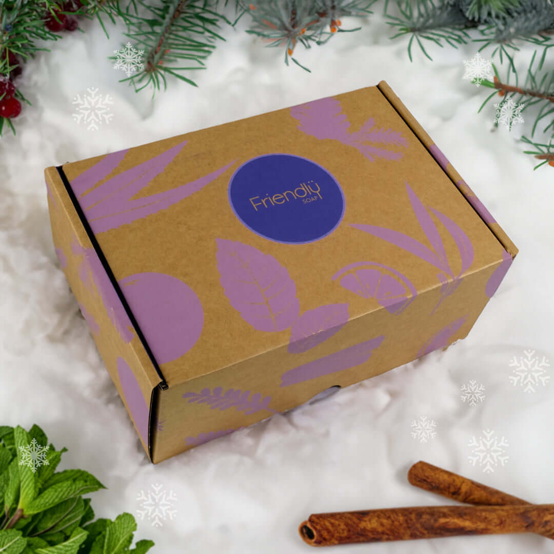 Eco-Lifestyle Hamper packaging featuring botanical design for sustainable lifestyle products.