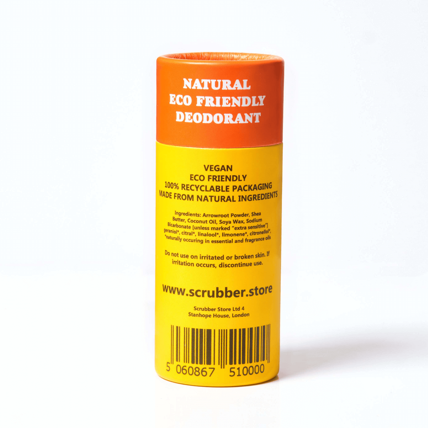 Grapefruit & Mandarin Normal natural deodorant stick from Eco-Friendly-Online-Shop, delivering a refreshing citrus scent for sustainable everyday freshness.