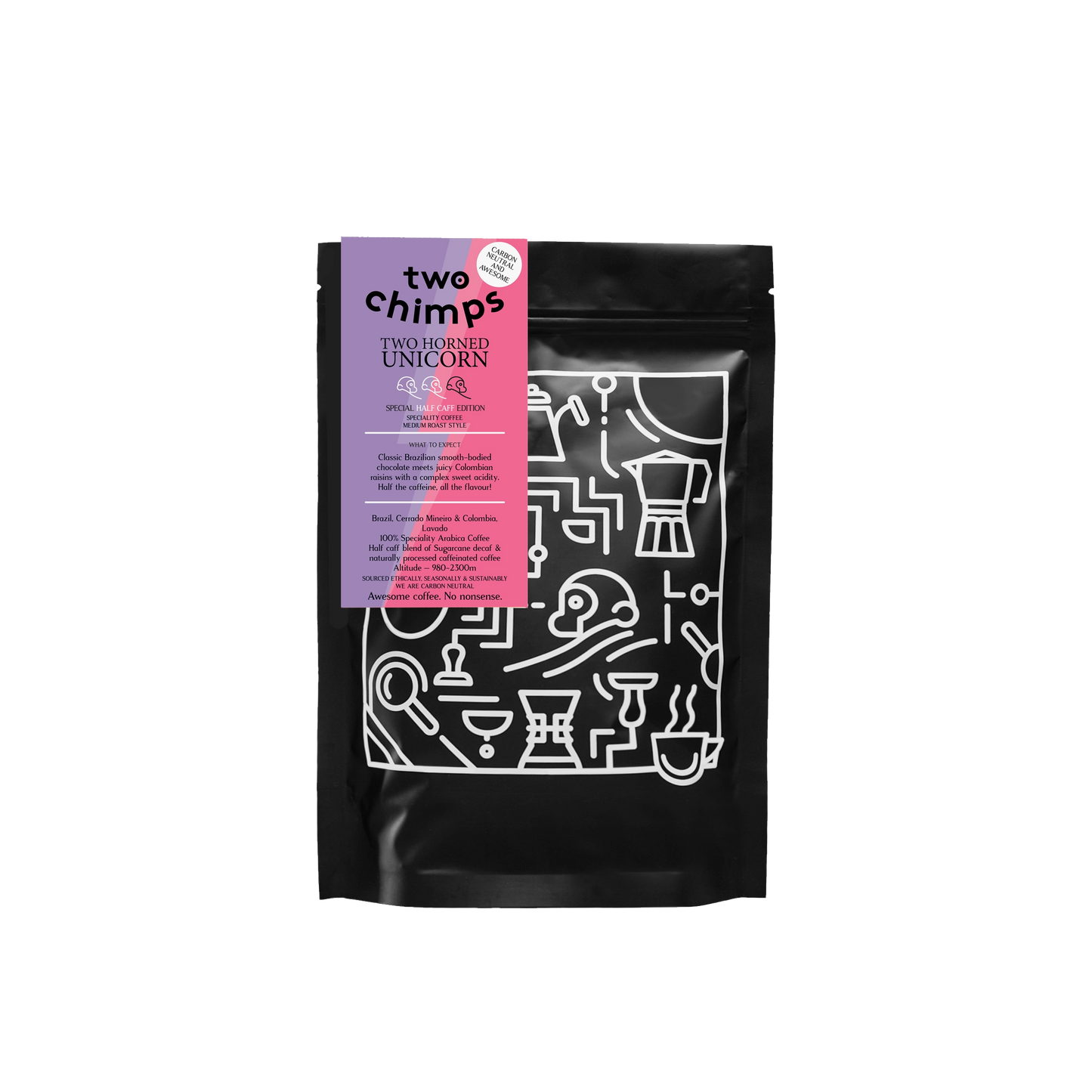 Single Origin Coffee- Two Horned Unicorn - Half Caff - 250g