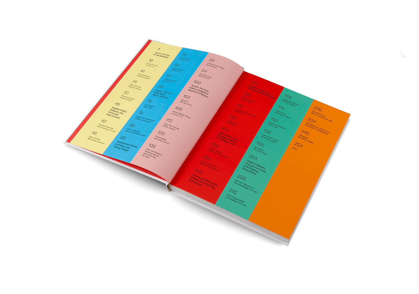 Open book with colorful pages on a white background