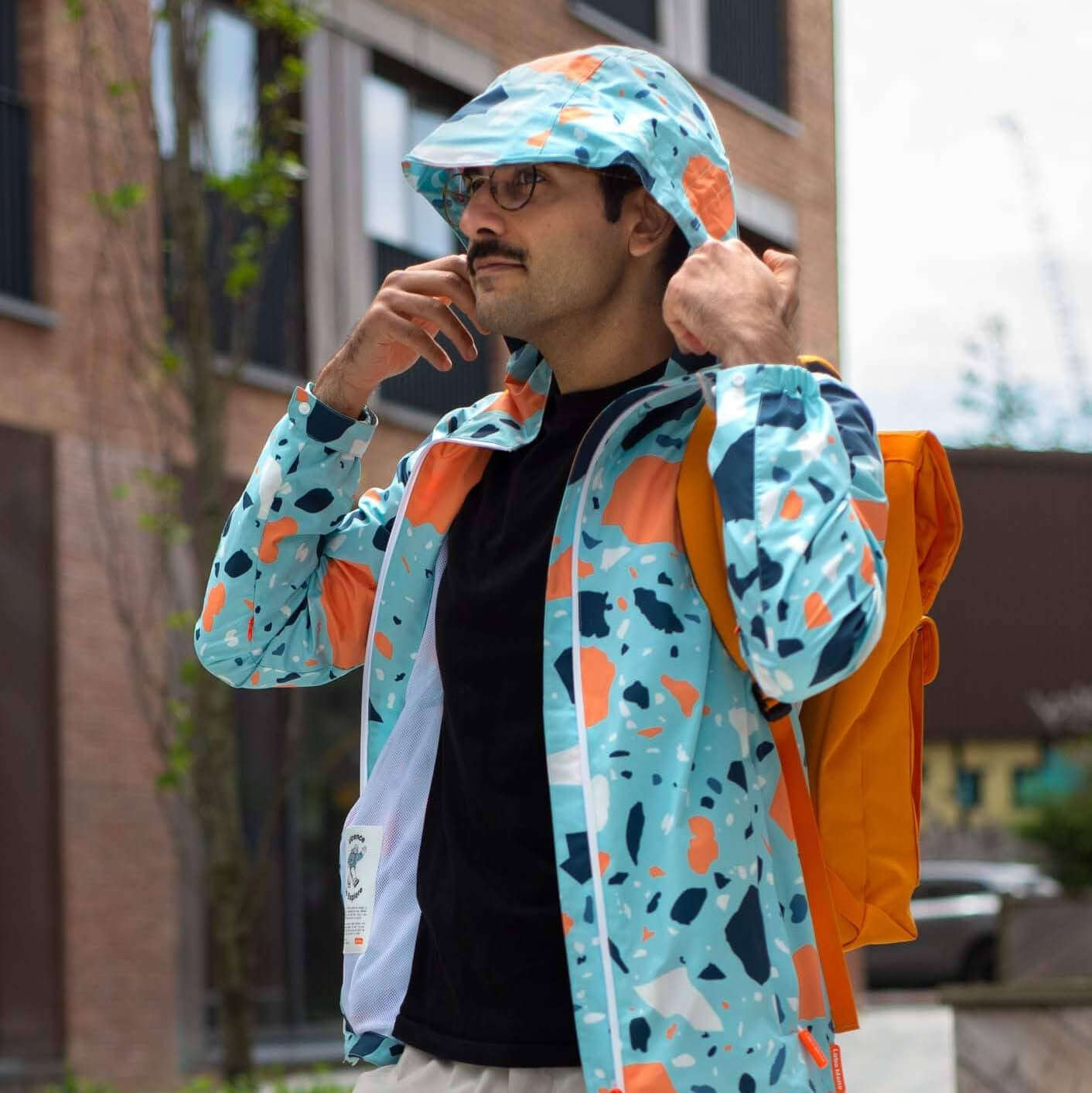 Go Go Jacket in Sky Terrazzo from Eco-Friendly-Online-Shop, providing a stylish, responsibly crafted outerwear option for everyday sustainable wear.