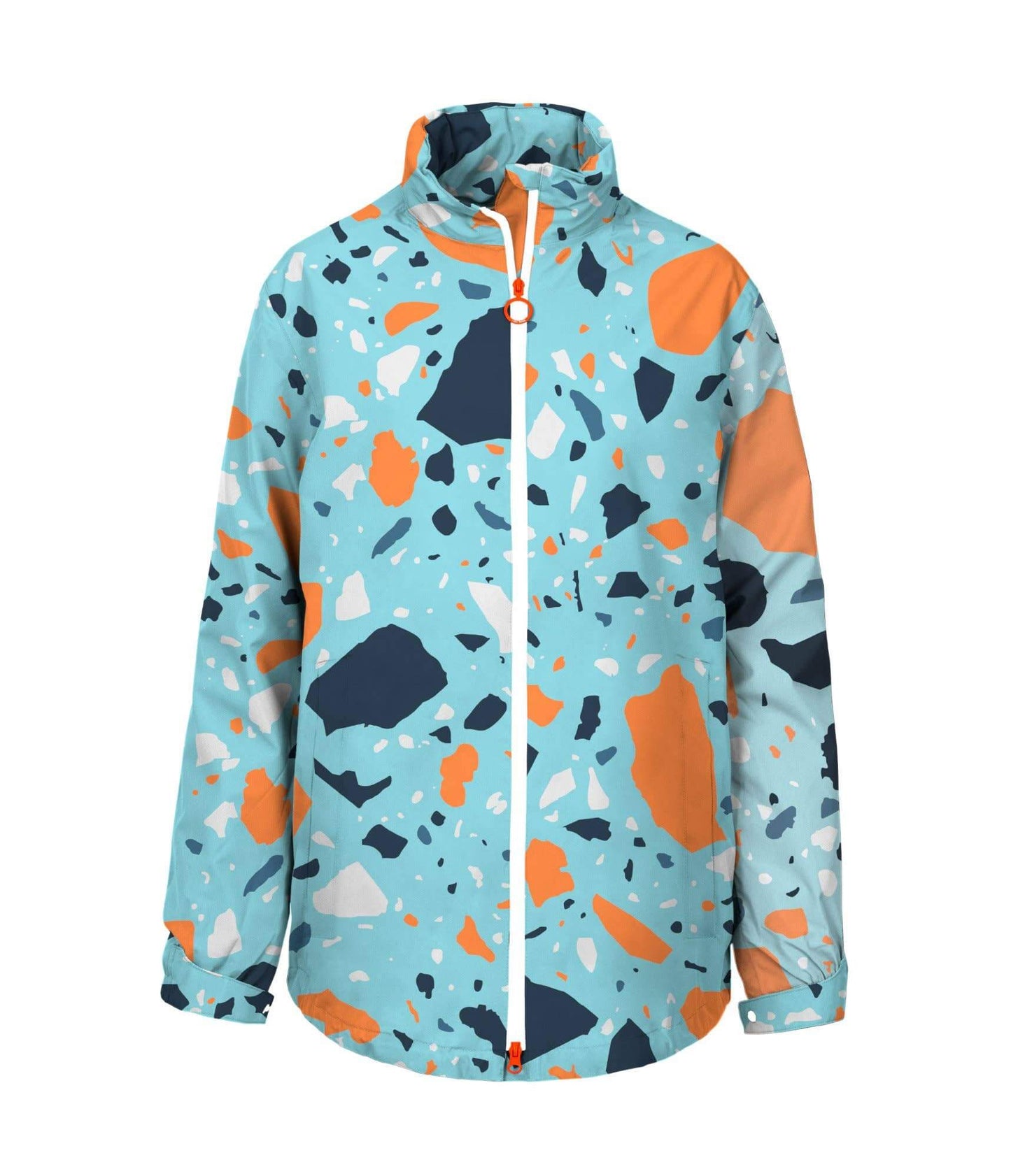 Go Go Jacket in Sky Terrazzo from Eco-Friendly-Online-Shop, providing a stylish, responsibly crafted outerwear option for everyday sustainable wear.