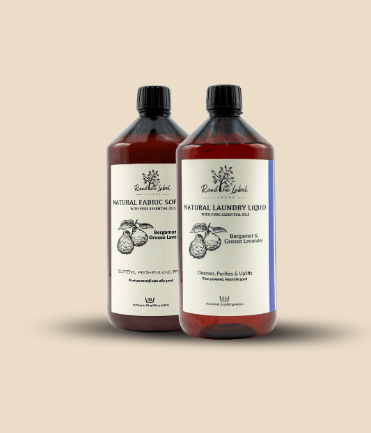 Laundry Duo Bundle – Natural Detergent & Fabric Softener featuring Natural Laundry Liquid and Fabric Softener bottles.