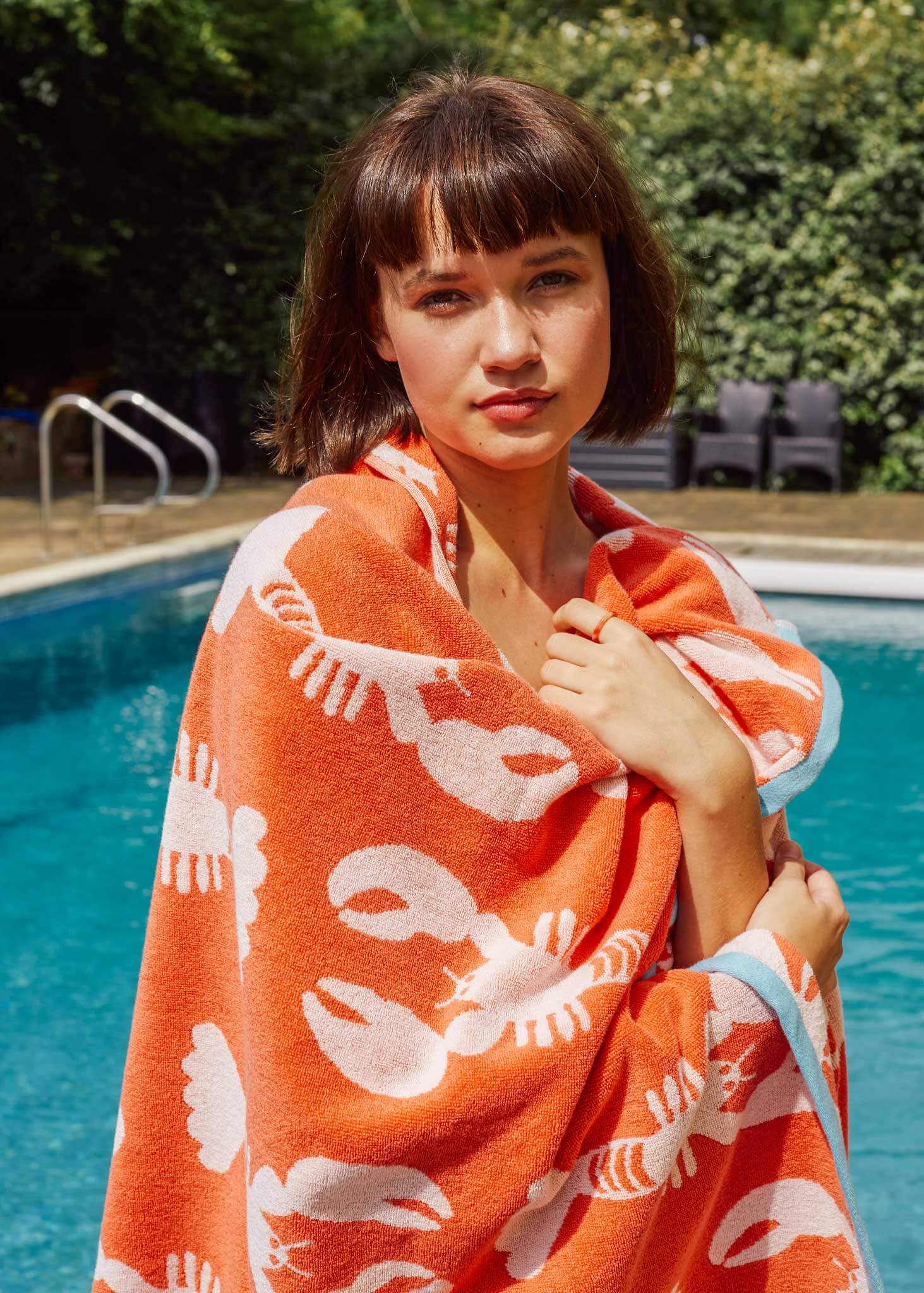 Anorak Lobster Organic Cotton Hand Towel