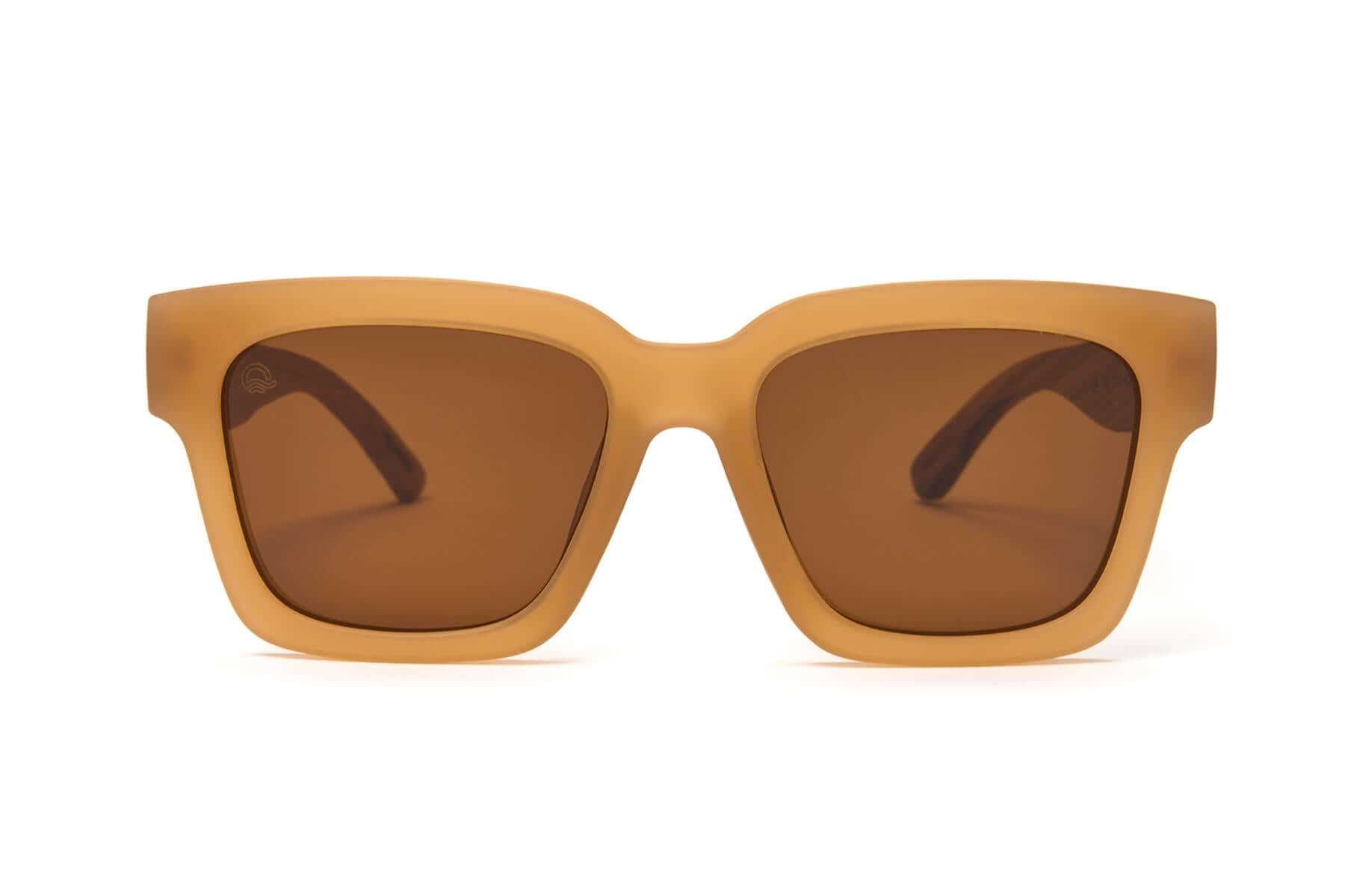 Luma Sunglasses - Polzeath - Brown. Eco-friendly sunglasses with durable wooden frames, perfect for seaside adventures.