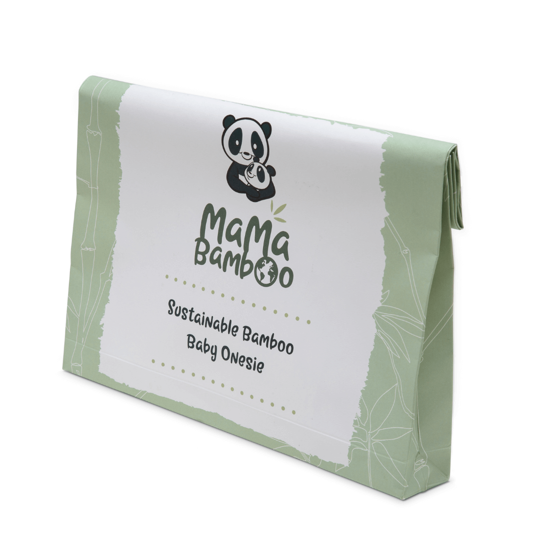 Mama Bamboo sustainable bamboo baby onesie packaging on a white background