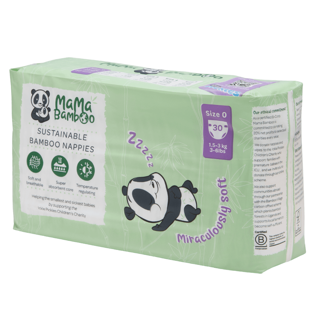 Pack of Mama Bamboo sustainable bamboo nappies on a white background