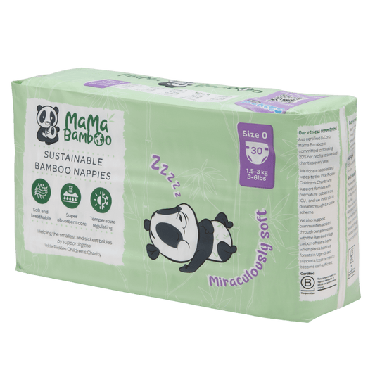 Pack of Mama Bamboo sustainable bamboo nappies on a white background