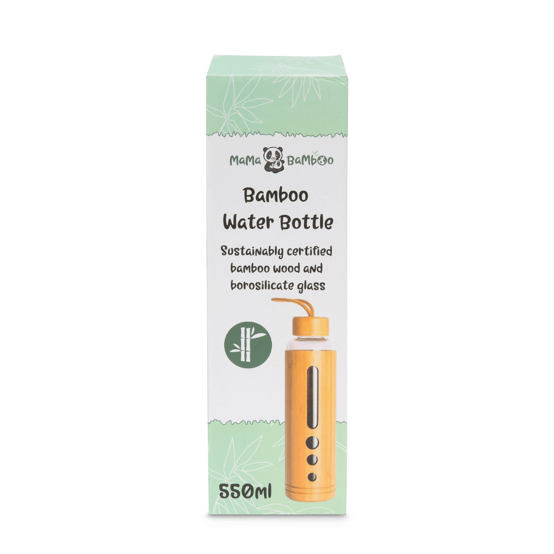 Mama Bamboo bamboo water bottle packaging on a white background