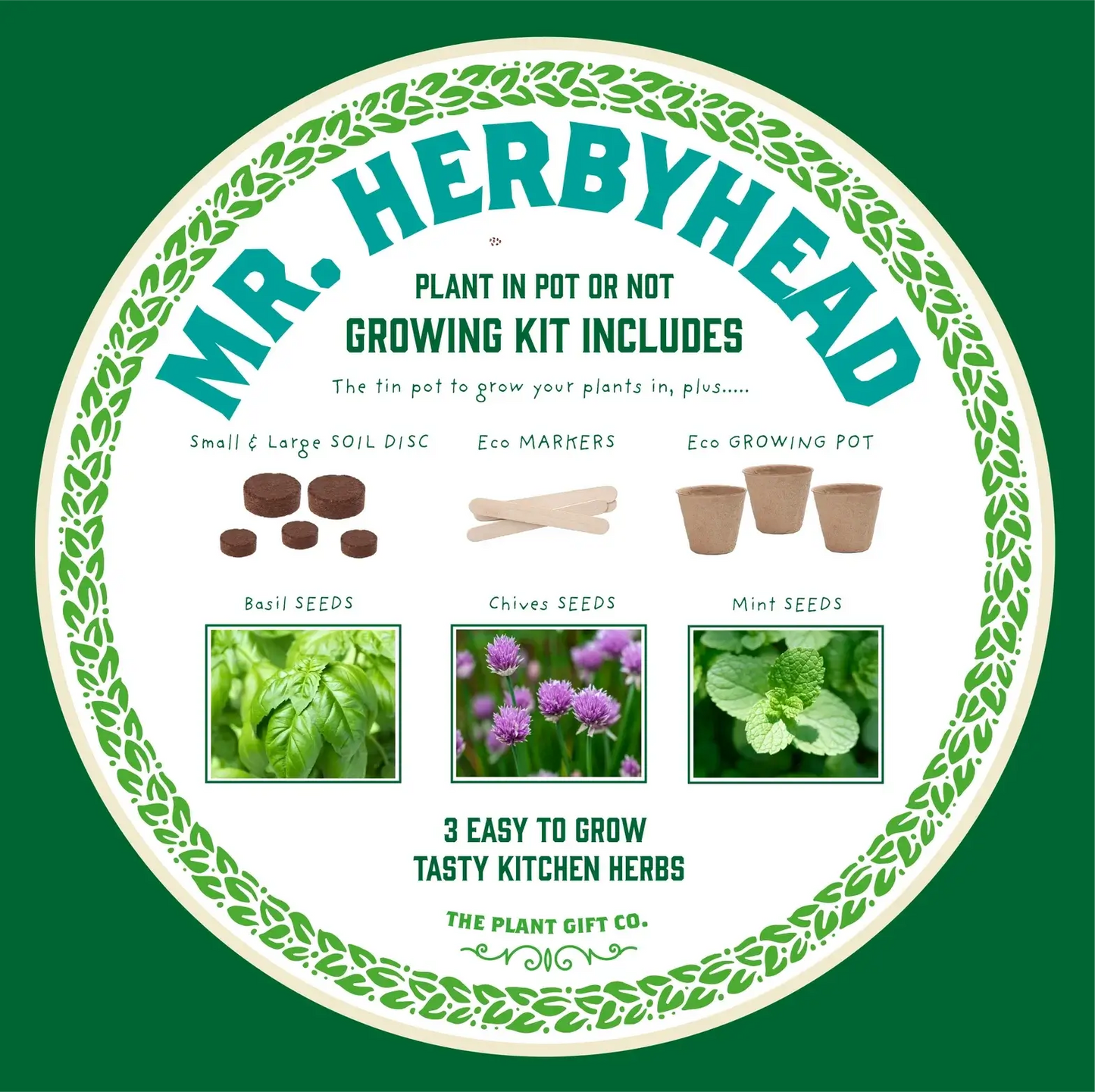 Mr Herbyhead Eco Grow Your Own Plant Kit, a sustainable gardening gift for growing fresh herbs at home Eco-Friendly-Online-Shop