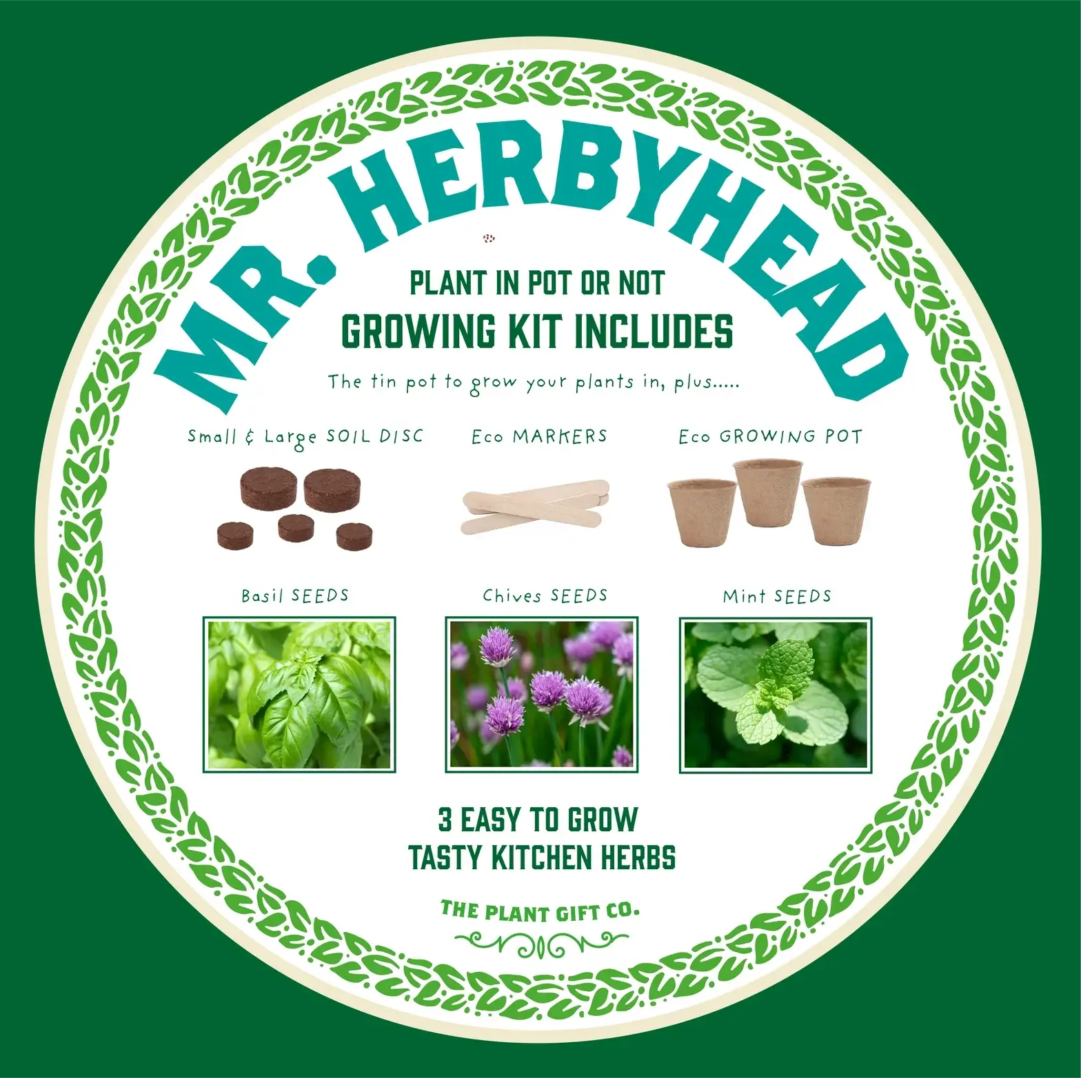 Mr Herbyhead Eco Grow Your Own Plant Kit, a sustainable gardening gift for growing fresh herbs at home Eco-Friendly-Online-Shop