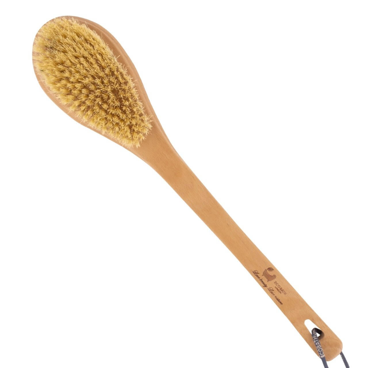 Wooden body brush with bristles on a white background