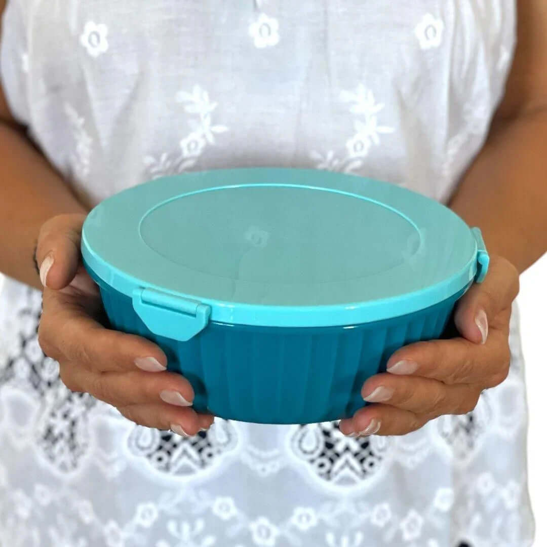 NEW! Yumbox Poke Bowl with 3 Compartment Divider - Various Colours held in hands.