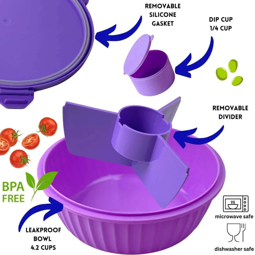 NEW! Yumbox Poke Bowl with 3 Compartment Divider - Various Colours showing removable divider and silicone gasket.