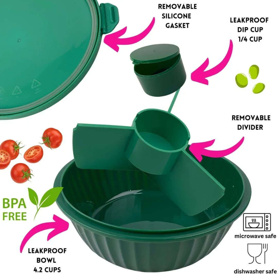 NEW! Yumbox Poke Bowl with 3 Compartment Divider - Various Colours featuring removable divider and leakproof dip cup.