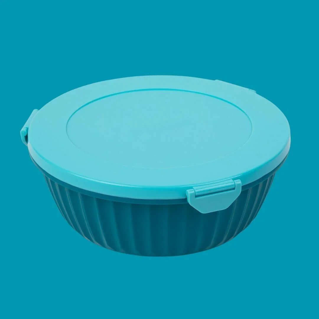 NEW! Yumbox Poke Bowl with 3 Compartment Divider - Various Colours, turquoise bowl with a lid.