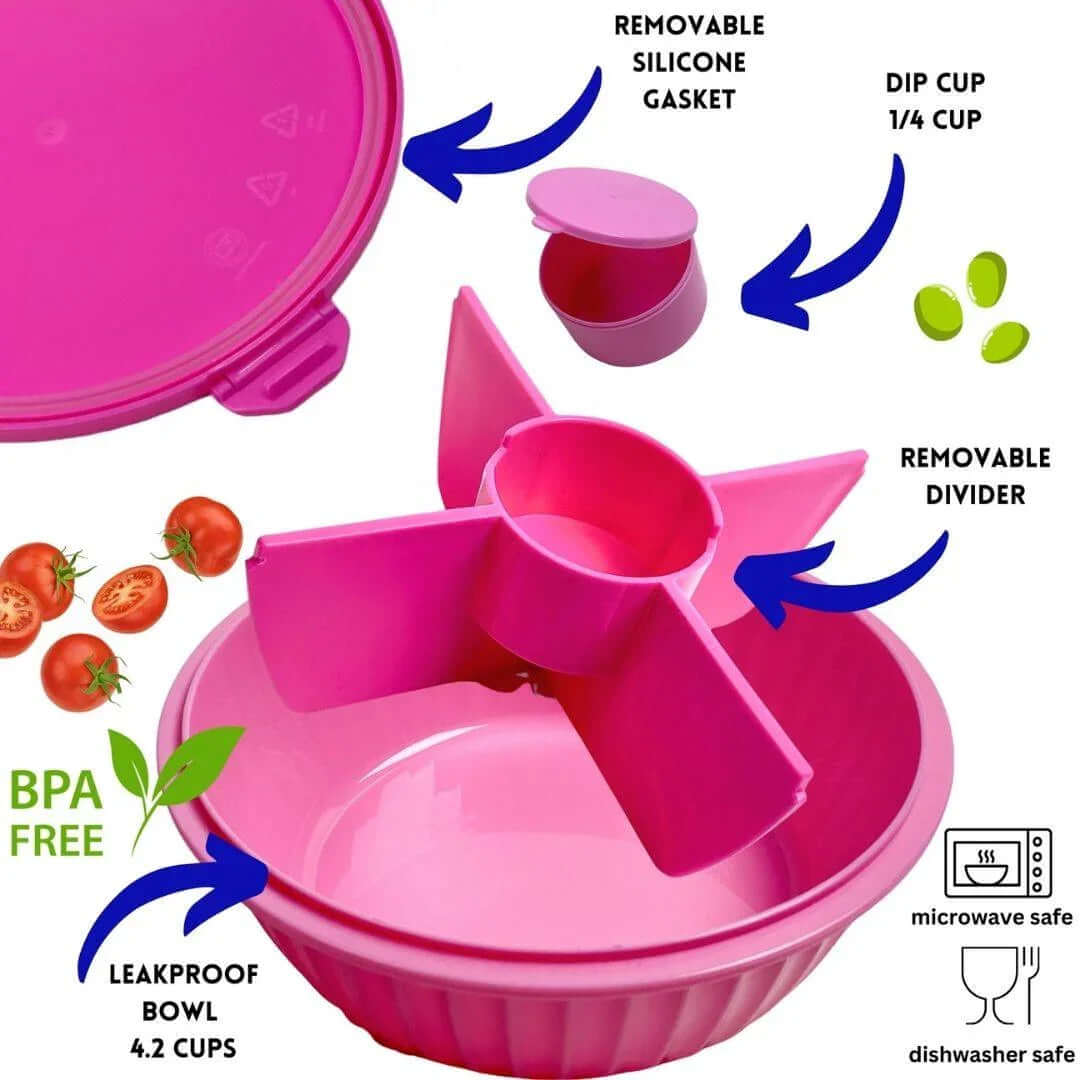 NEW! Yumbox Poke Bowl with 4 Compartment Divider - Various Colours featuring removable divider and dip cup.