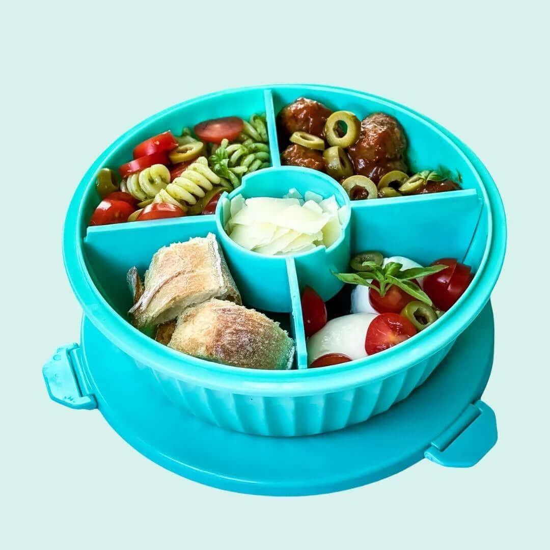 NEW! Yumbox Poke Bowl with 4 Compartment Divider - Various Colours filled with tasty ingredients.