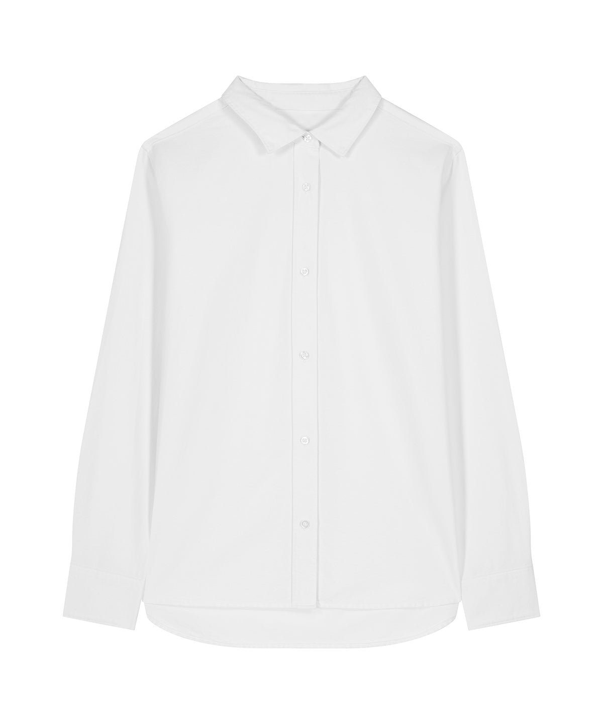 Organic Cotton Oxford Long Sleeve Shirt: Womens in white, featuring a classic collar and button down design.