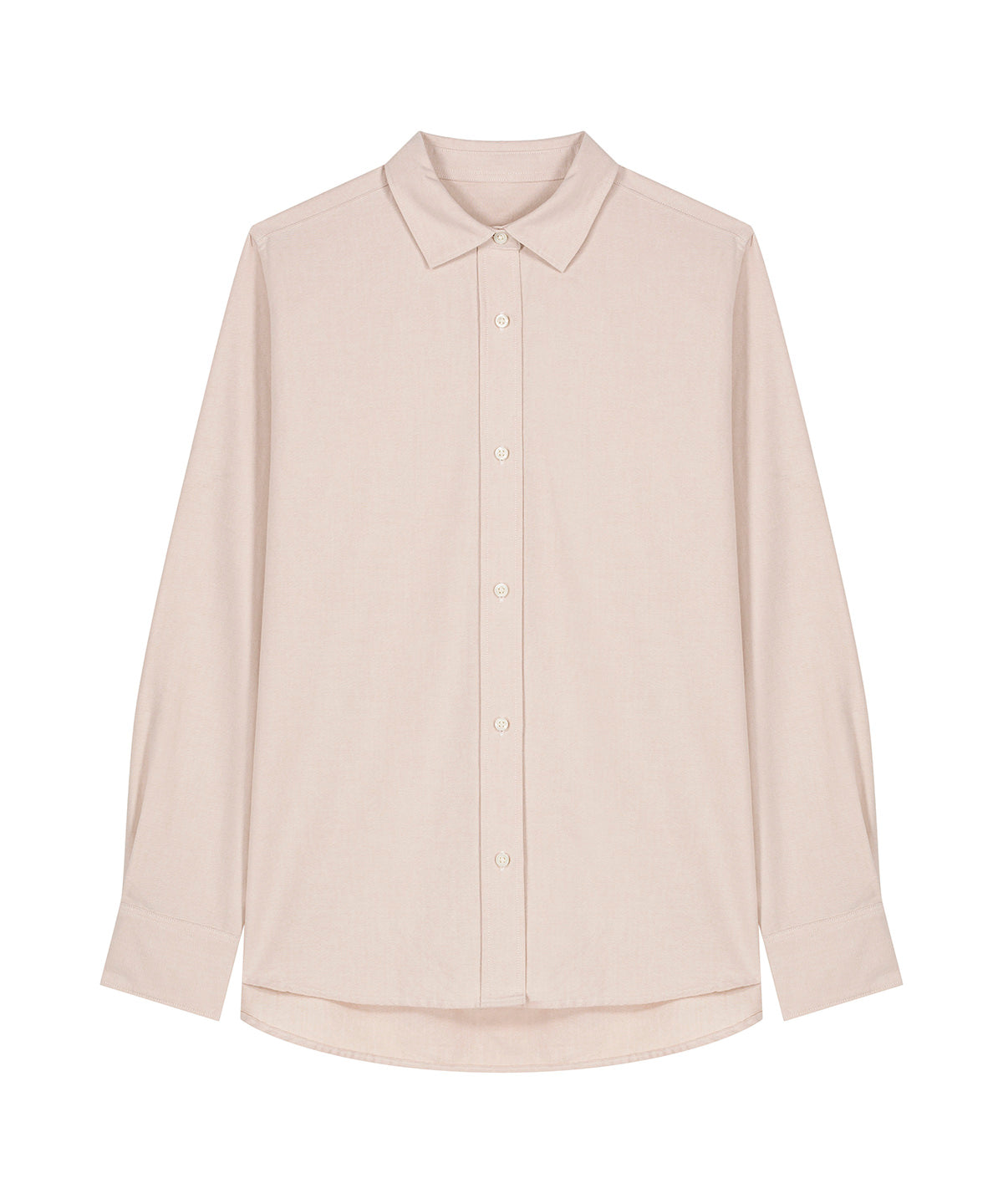 Organic Cotton Oxford Long Sleeve Shirt: Womens in light pink, featuring a classic collar and button-down front.