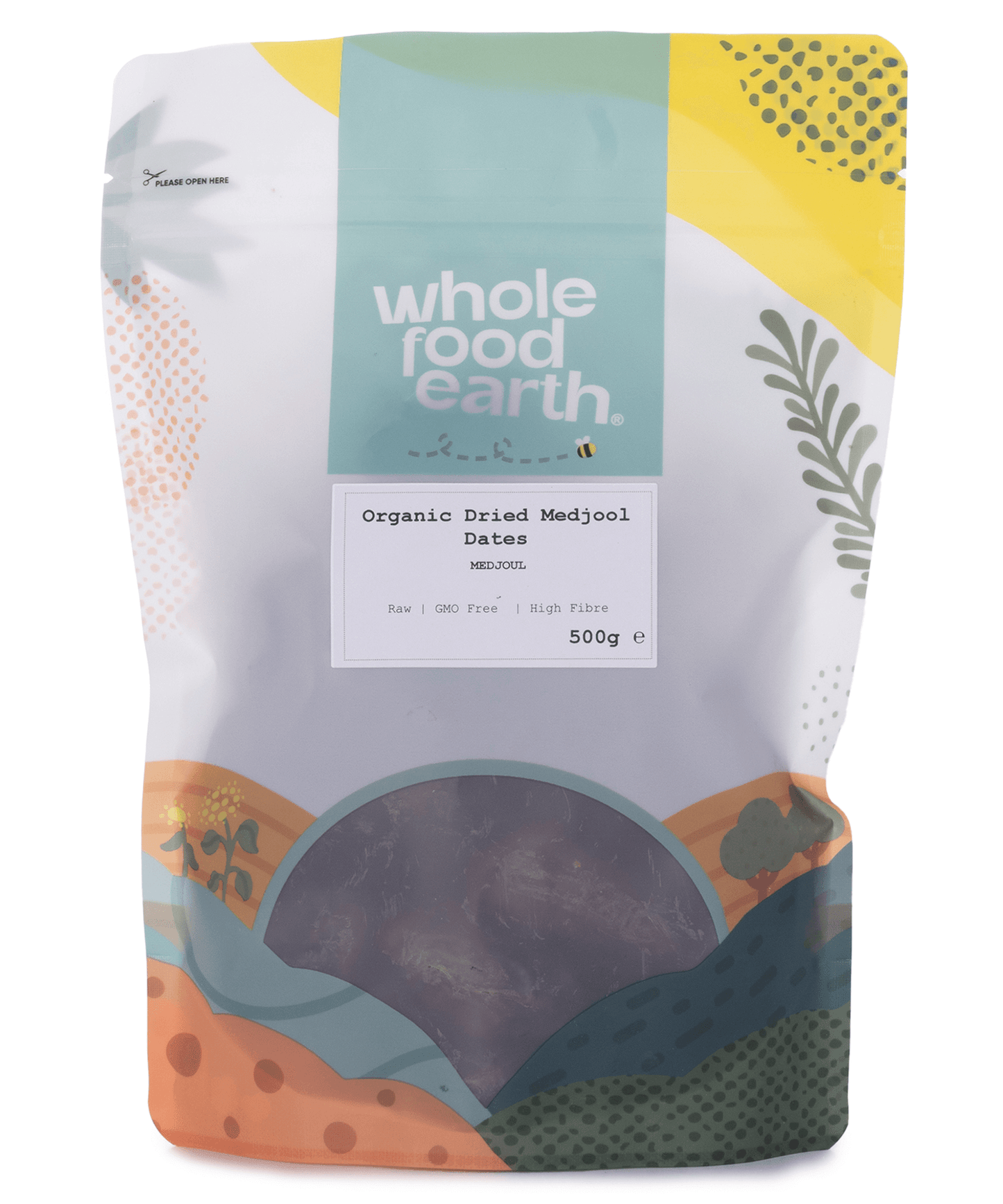 Whole Food Earth organic dried medjool dates packaging on a white background -Brighton and Hove