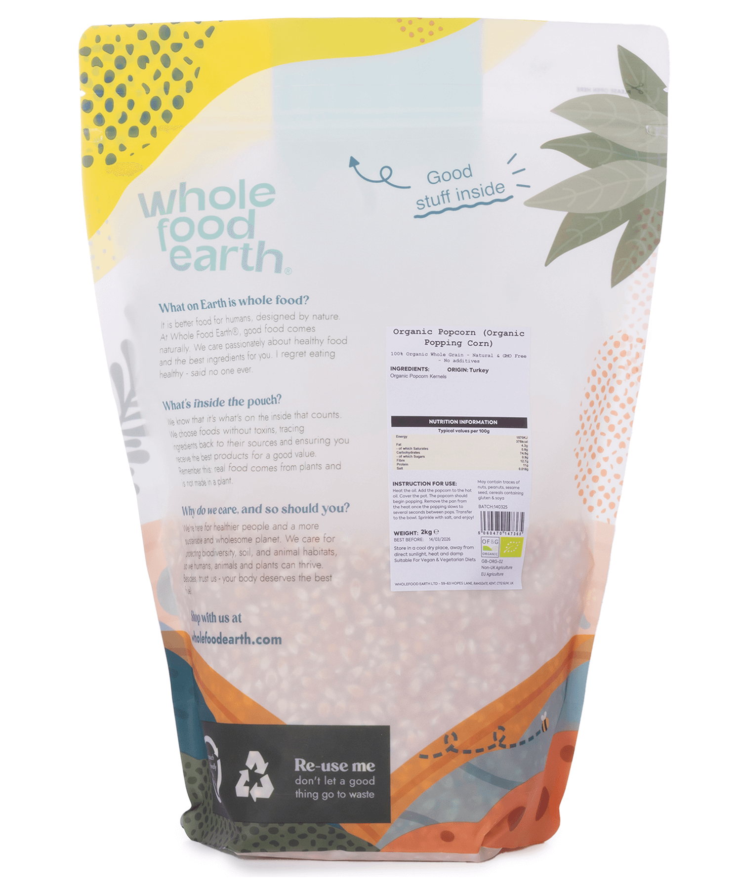 Organic Popcorn - Delicious & Non-Perishable Snack from eco-friendly online shop UK in Brighton and Hove.